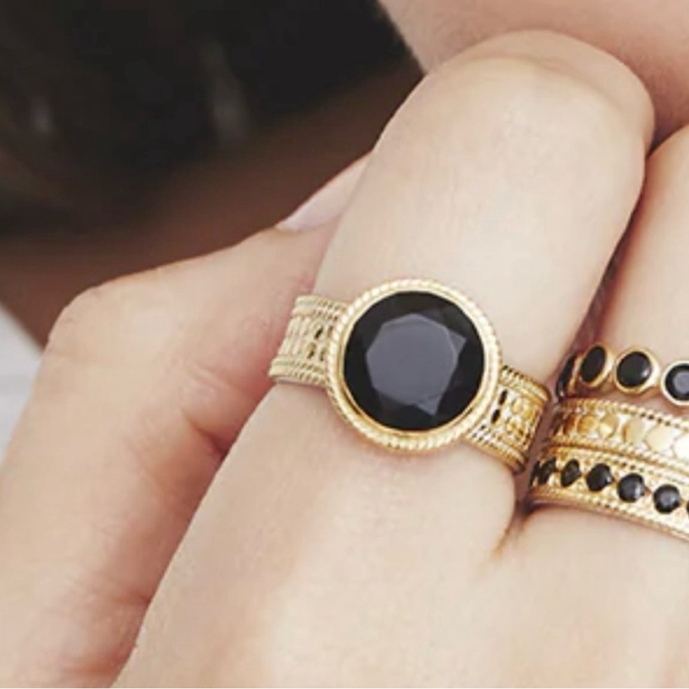 Anna Beck Black Onyx Ring Size 9